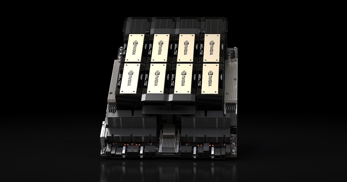 NVIDIA H200 — official NVIDIA render (HGX H200 baseboard carrying H200 GPUs shown; representative product image)
